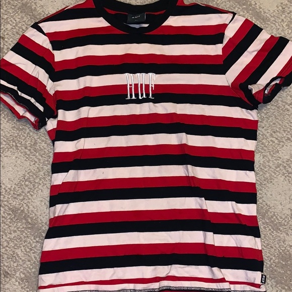 red white and blue striped shirt